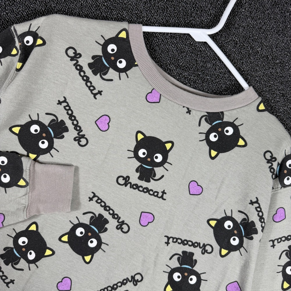 Sanrio Chococat Bioworld Gray All Over Print Crewneck Sweatshirt Women's Small
